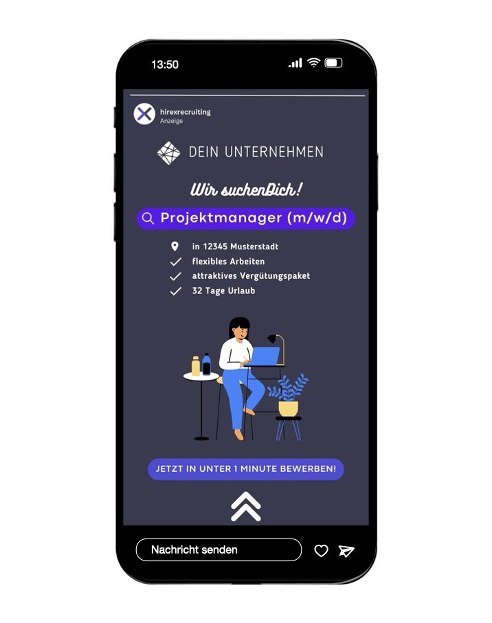 So könnte eine Jobanzeige im Storyformat aussehen